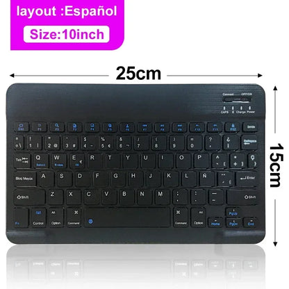 10inch Bluetooth Wireless Keyboard Rechargeable For Mobile Phones Tablet Russian Spanish French AZERT For Android ios Windows