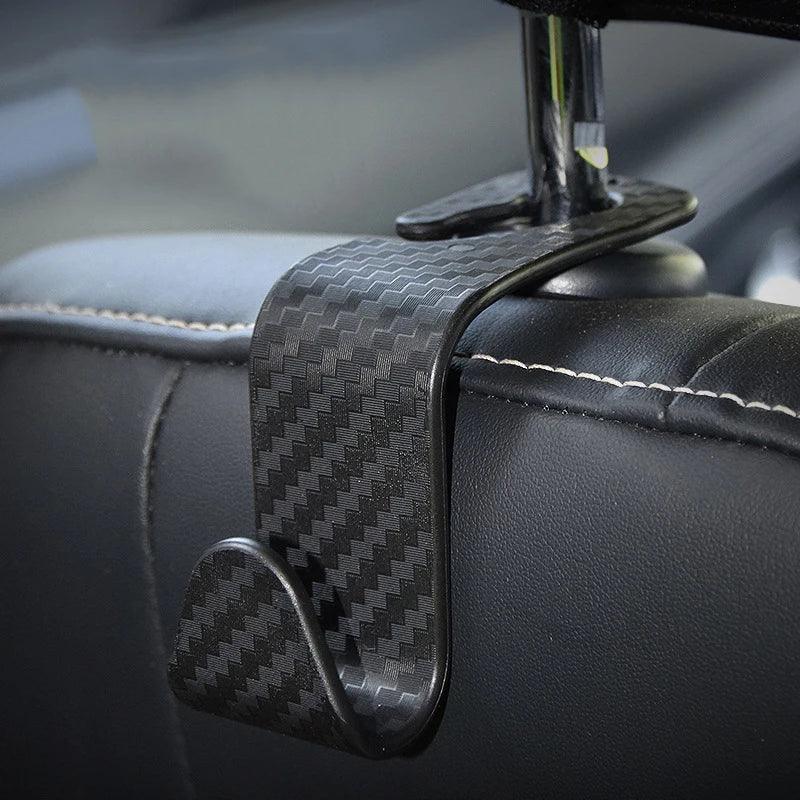 4Pcs Carbon Fibre Hook Car Seat Headrest Hook Auto Back Seat Organizer Hanger Handbag Clothes Bracket Car Interior Accessories - Urbizia