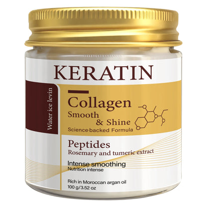 Keratin Collagen Hair Mask with Peptides & Rosemary - Intense Smoothing & Shine for All Hair Types - Deep Conditioning Treatment