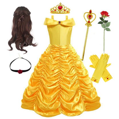 Disney Belle Princess Dress – Beauty and the Beast Halloween Cosplay & Party Gown for Girls 2–10 Yrs