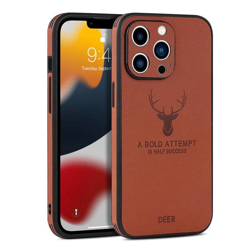 Leather Bumper iPhone Case with Deer Head Design