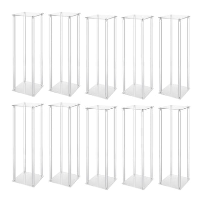 10Pcs Acrylic Vase Wedding Flower Stands Set, 23.6"H Clear Column Rack Geometric Display Stand for Home Party Wedding Decor