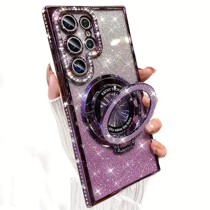 Samsung Diamond Glitter Magnetic Stand Shockproof Case