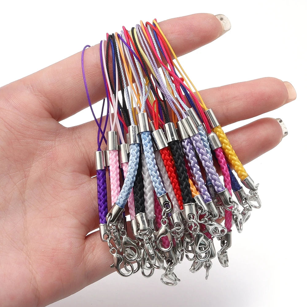 10/20pcs Keychain Rope with Lobster Clasp Jump Rings Lanyard Lariat Strap Cord For DIY Phone Case Decoration Making Supplies