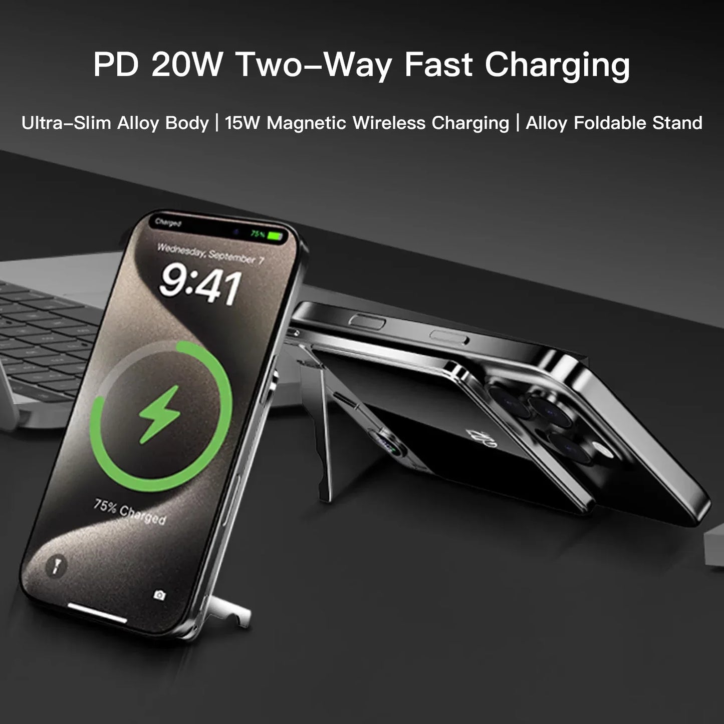 Ultra Slim Magnetic Power Bank 10000mAh 20W Wireless Fast Charge