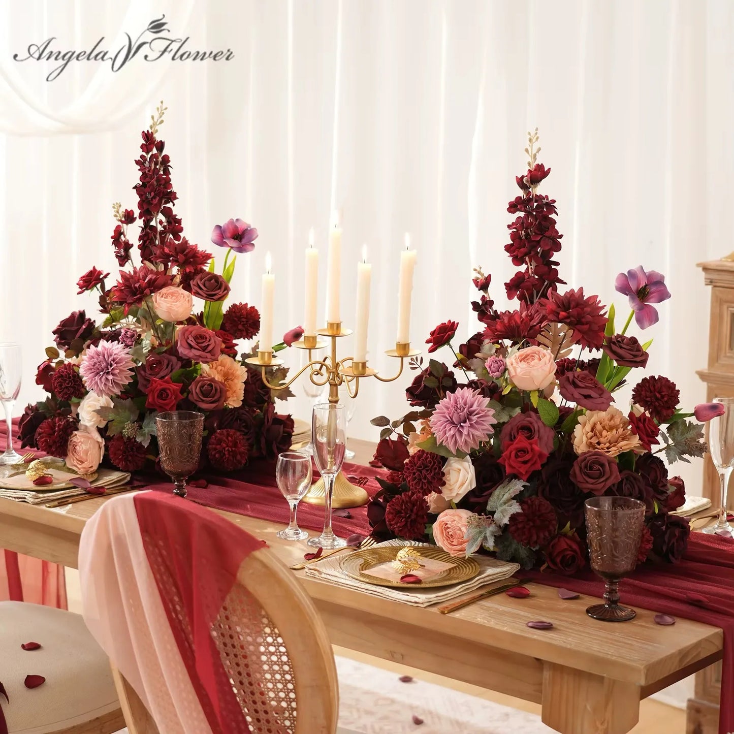 A8966 Red Free Standing Centerpieces Flowers Ball Bouquet Artificial Rose Arrangements Balls Table Sofa Runner For Wedding Event
