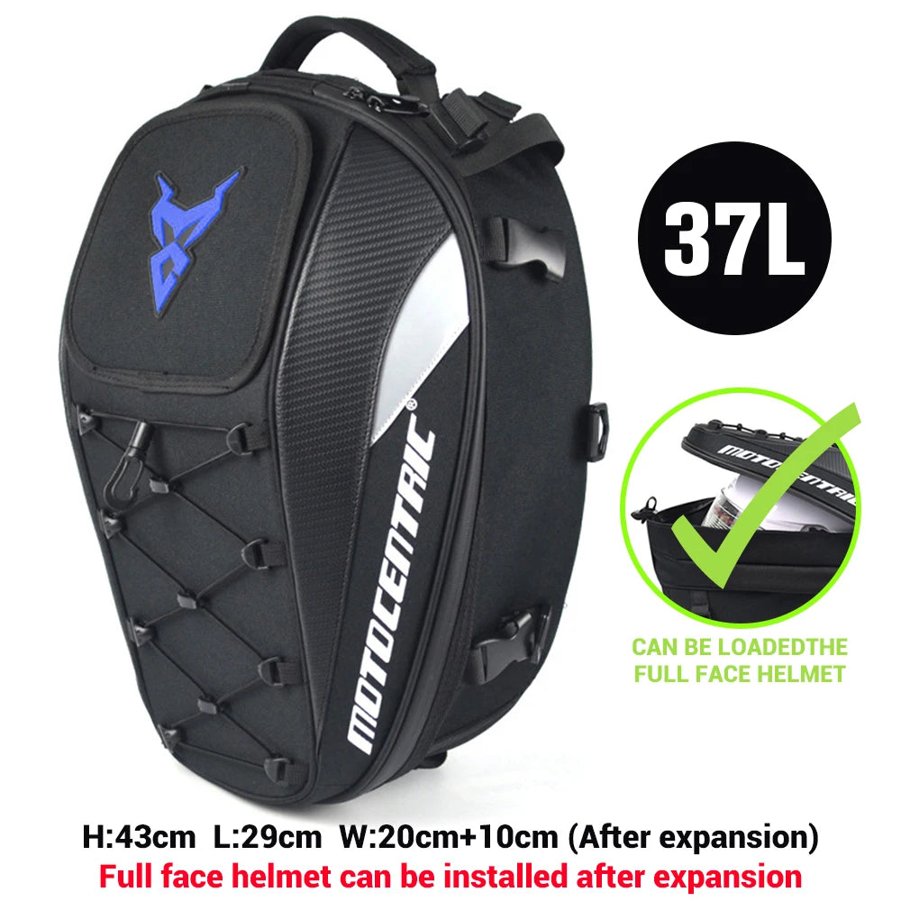 MOTOCENTRIC Motorcycle Back Seat Bags Waterproof Tail Bag Rear Seat Bag Multifunctional Motorbike Helmet Bag Moto Rider Backpack