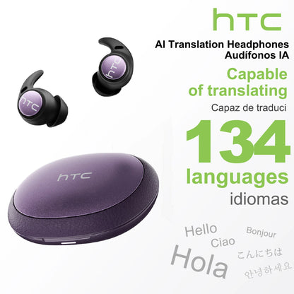 HTC NE76 Bluetooth Earphones, AI Translator Earbuds Mini Invisible Sleep Earbuds Soft Wireless Headphones Orange