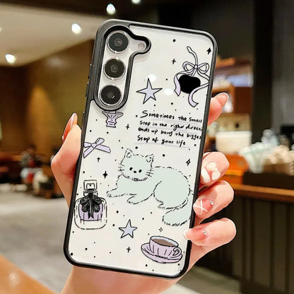 Cute Cat Phone Case For Samsung Galaxy A17 A07 A56 5g A16 A55 A54 A36 A26 A35 S26 S25 Ultra S24 FE S23 Lanyard Matte Clear Cover