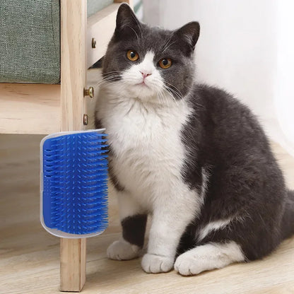 Cat Scratcher Massage Comb - Corner Scratching Brush with Catnip, Pet Deshedding Comb for Hair Removal, Grooming