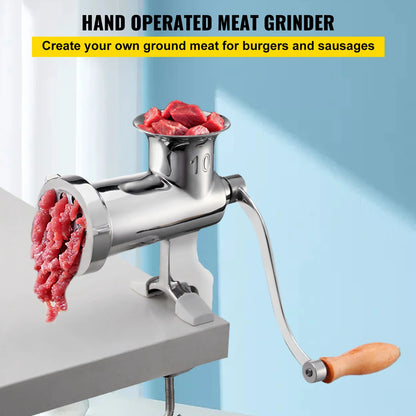 SucceBuy Manual Meat Grinder 304 Stainless Steel Hand Meat Grinder with Steel Table Clamp Meat Mincer Sausage Maker