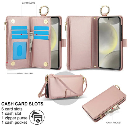 for Samsung Galaxy A55/A15/A54/A14/A73/A53/A13/A72/A52 Wallet case with Zipper Credit Card Holder RFID Blocking,Flip Folio Cover
