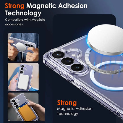 Transparent Magnetic Case for Samsung Galaxy S26 Ultra/S26+/S26 with 2 Pcs Fingerprint Unlock Screen Protector Shockproof -Clear