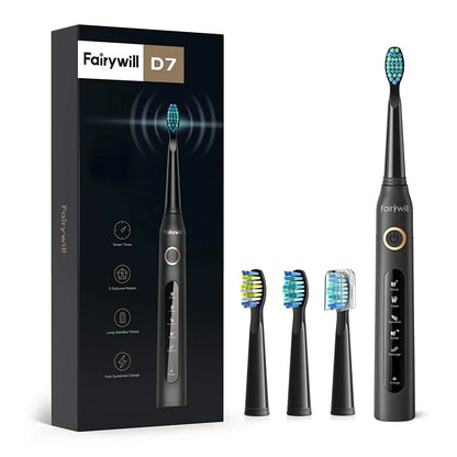 Fairywill Electric Sonic Toothbrush USB Charge FW-507 Rechargeable Waterproof Electronic Tooth Brushes Replacement Heads Adult - Urbizia