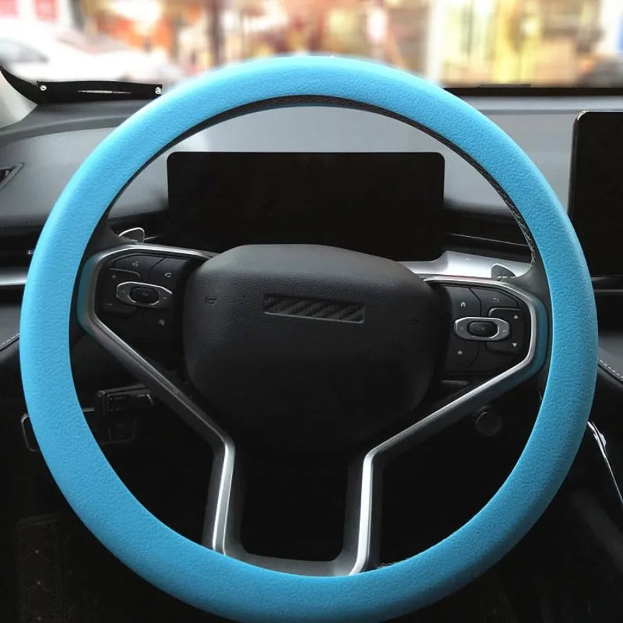 Car Steering Wheel Cover: Universal 13.5 to 15 Inch Silicone Steering Cover Compatible with Most Car Models Fit for Round D Sha