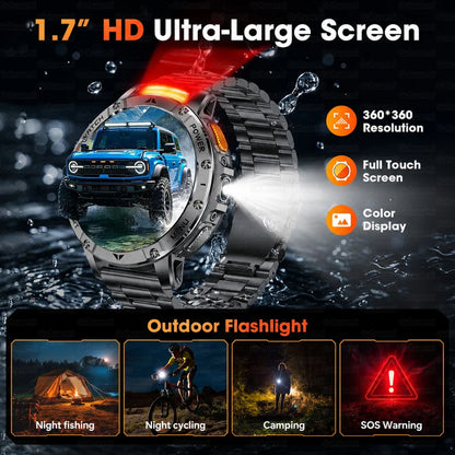 2026 New Military Outdoor Smart Watch Men 10ATM Waterproof Diving Heart Rate Monitor LED Flashlight Bluetooth Call Fitness Watch