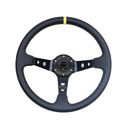 Universal Car Accessories 14 inch 350mm Suede/PVC Car Racing Steering wheels Deep Corn Drifting Sport Steering Wheel With Logo