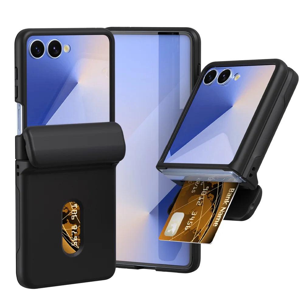 Wallet Case with Card Holder & Hinge Protection For Samsung Galaxy Z Flip 8 7 6 5 4 3 Flip7 Flip6 Flip5 Flip4 Flip8 Phone Cover