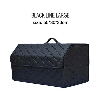 Car Trunk Organizer Box Large Capacity Auto Multiuse Tools Storage Bag Stowing Tidying Leather Folding For Emergency Storage Bo - Urbizia