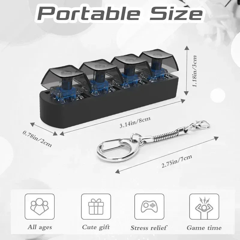 4Keys Finger Button Anti-stress Toys Mechanical Keyboard Keycaps Office Decompression Calming Keychain Gifts for Children Adults - Urbizia