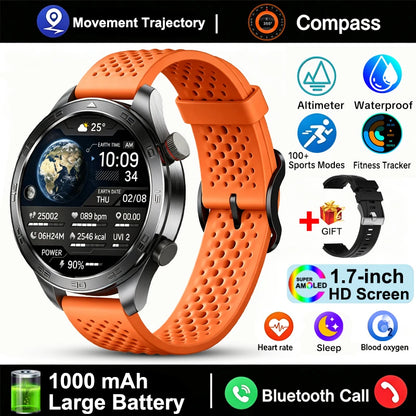 New GPS Track Smart Watch Men AMOLED Screen Outdoor Sports Fitness Heart Rate Compass IP68 Waterproof Bluetooth Call Smart Watch
