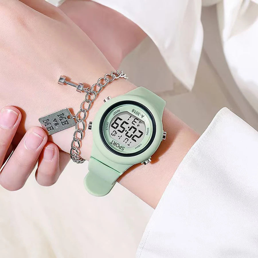 LED Digital Kids Sports Watch set Luminous Waterproof Alarm Clock Boys and Girls Student Electronic Wristwatch with Bracelet set