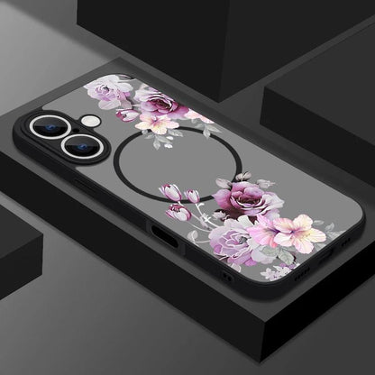 Translucent Matte Floral MagSafe Case for iPhone Series
