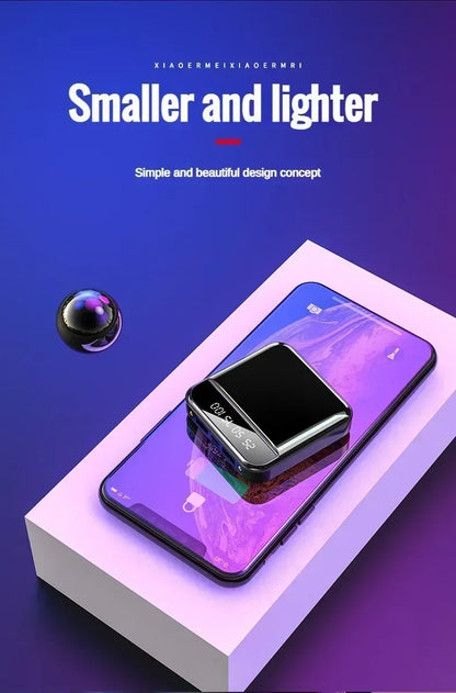 300000mAh Mini Power Bank Portable Charger Mirror Screen LED Digital Powerbank External Battery for iPhone Xiaomi Huawei Samsung