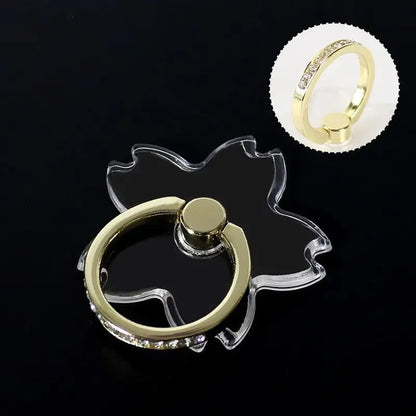 Transparent Luxury Butterfly Finger Ring Mobile Phone Holder for iPhone 15 Smartphone Sticker Stand Accessories Foldable Support