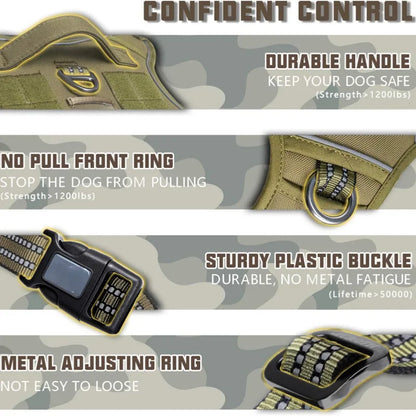 Large Dog Harness Collar Leash Molle Pouches Pet German Shepherd Malinois Training Walking Vest Dog Harnesses for Medium Dogs