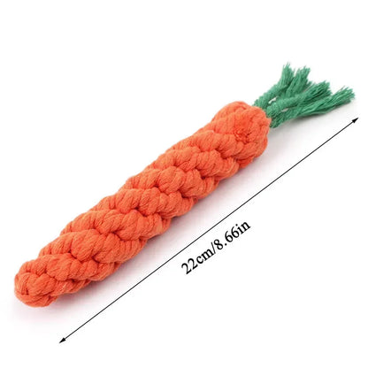 1Pcs Carrot Dog Bite Rope Pet Dog Toys Safe Durable Braided Bite Dog Chew Toys Resistant Puppy Molar Cleaning Teeth Cotton Rope - Urbizia