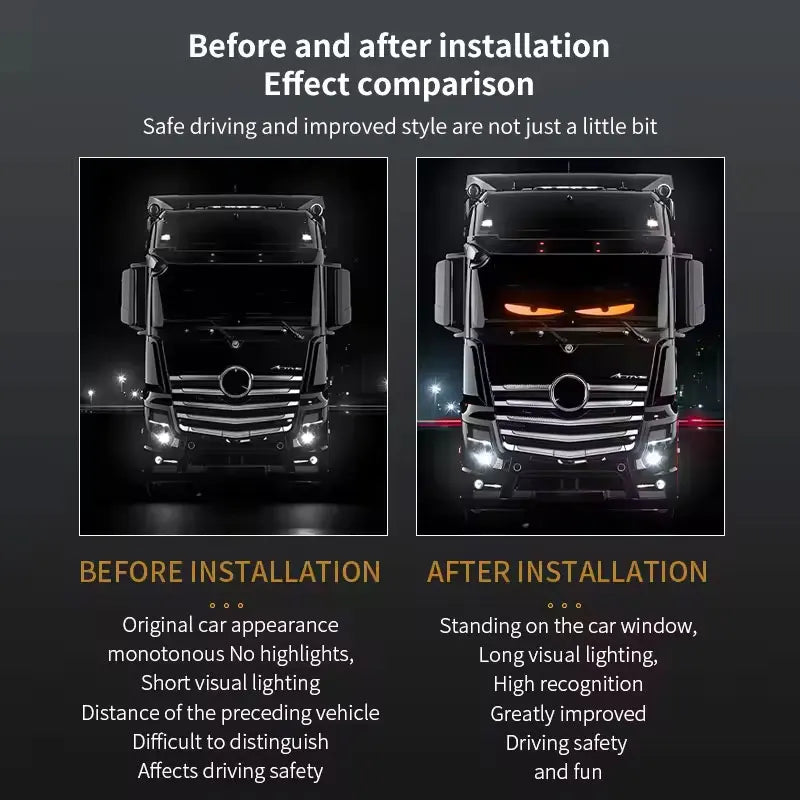 Truck Car Devil Eye LED Pixel Panel Light Remote Control Soft Foldable Lighting Scrolling For Board Windshield 12V 24V