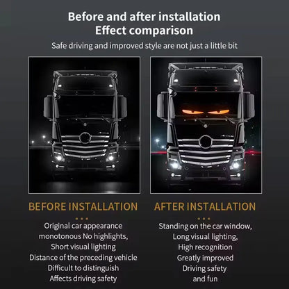 Truck Car Devil Eye LED Pixel Panel Light Remote Control Soft Foldable Lighting Scrolling For Board Windshield 12V 24V