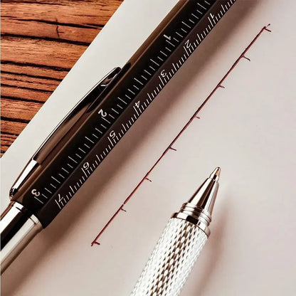 7 in 1 Multifunctional Pen Touch Screen Stylus Capacitive Pen with Screwdriver Ruler Levelgauge Refillable Ballpoint Pencil Tool - Urbizia