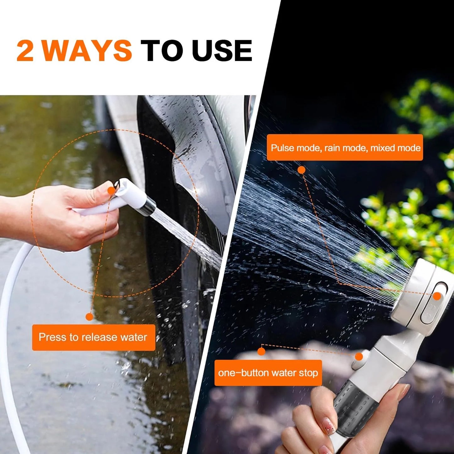 Outdoor Shower Portable Handheld Rechargeable Gentle Pet Bath Sprayer for Dogs and Cats Versatile Water Pump for Car Wash Garden Watering and Flower Care Cordless Low Energy Bath Grooming Equipment Kit