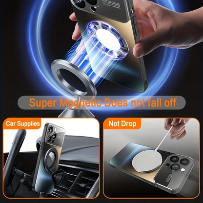 New Luxury Glass Camera for Magesafe Magnetic Wireless Charge Case for IPhone 17 13 12 11 Pro Max 16 15 14 Plus Shockproof Cover