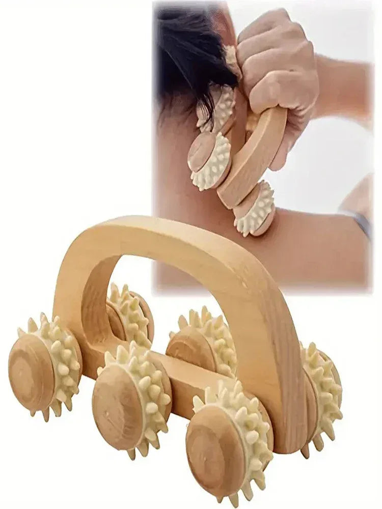 1 Pcs Wooden Massage Roller Tool, Manual Wooden Massager, Wood Back Massage Roller for Neck Leg Back Deep Tissue Muscle Massage - Urbizia