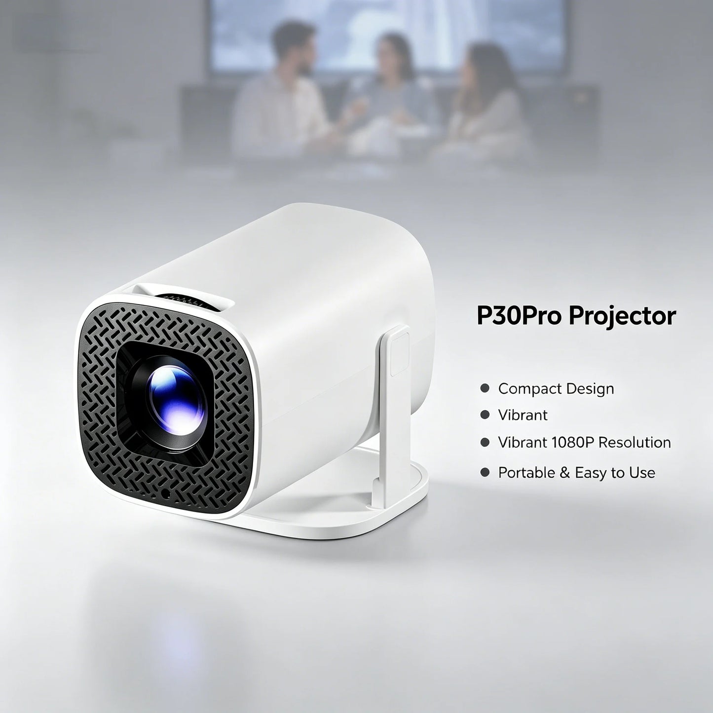 P30PRO Smart Projector Android 14 WiFi6 Bluetooth5 Native 720P 4K Video Decoding Wireless Screen Mirroring Portable Home Cinema
