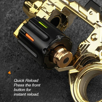 One Hand Spin Alloy Revolver Fidget Toy with 20 Bullets