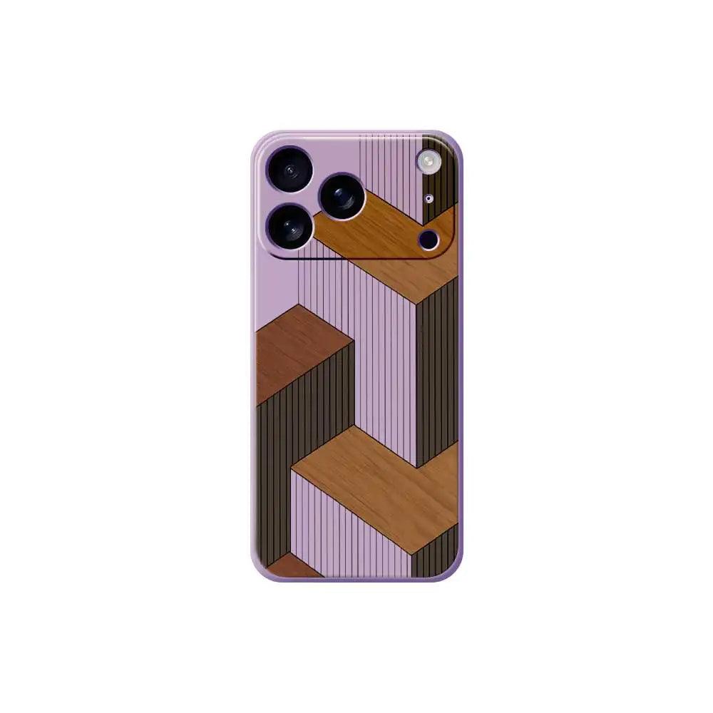 Geometric Wooden Phone Cases For iPhone 17 Pro Max 17 Air 16 15 14 13 12 11 Pro Max XS Max 7 8 Plus 16e 16 Plus TPU Cover Coque