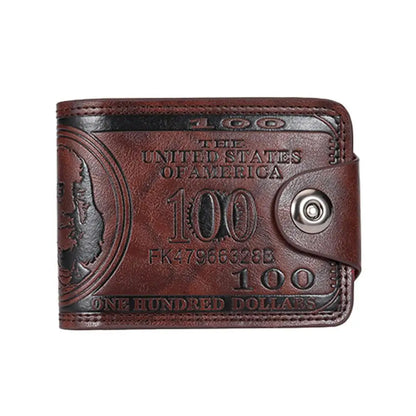 Men's Wallets with 100 US Dollar Pattern Hasp Male Leather Wallet with Zipper Card Holder Coin Pocket Purse Cartera Hombre