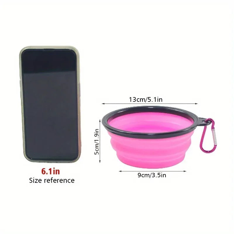 Dog Folding Bowl Portable Dog Travel Bowl Dog Food Water Bowl for Outdoor Walking Silicone Dog Food Water Bowl with Bowl Lip - Urbizia