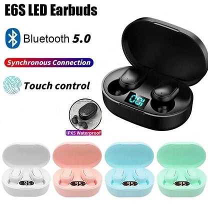 Digital Display Bluetooth Earphones with Mic TWS E6S Wireless Bluetooth Headset Noise Cancelling Headset for Xiaomi Huawei Oppo