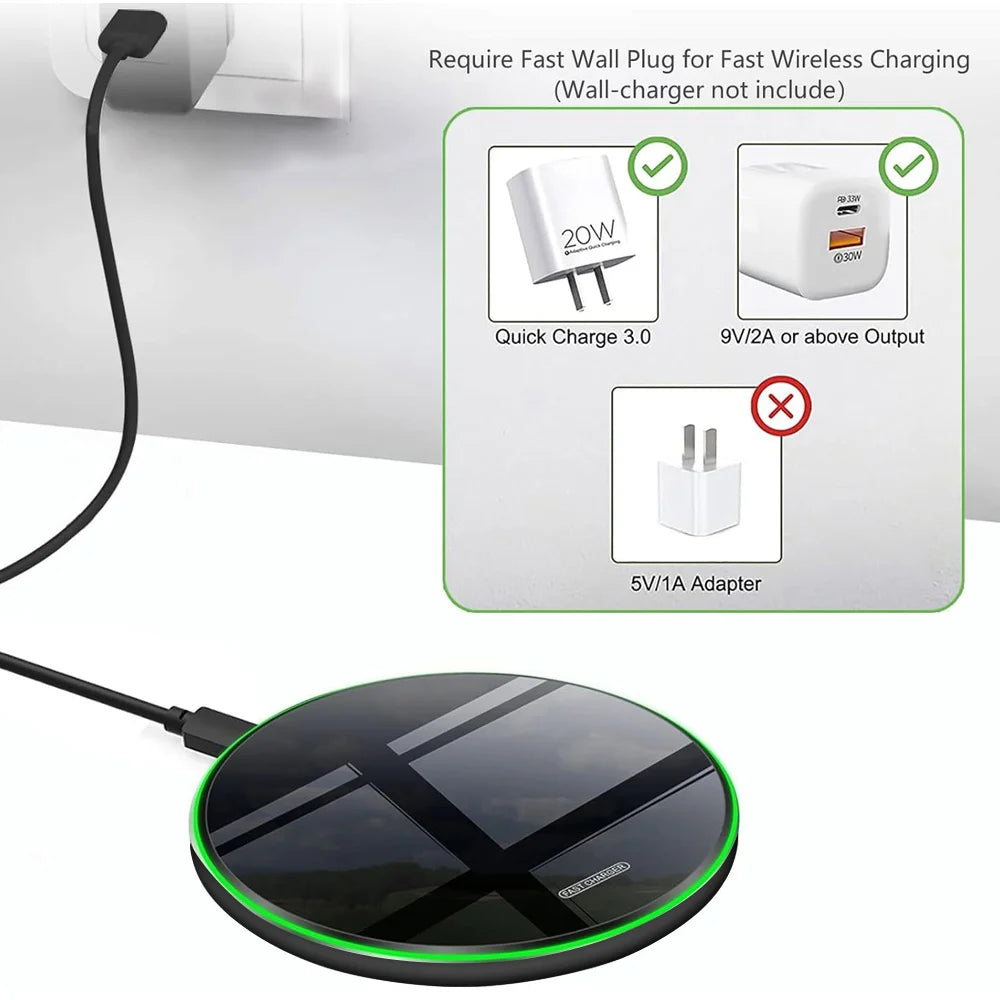 30W Wireless Charger Pad for iPhone 17 16 15 14 13 12 11 Samsung Xiaomi Phone Chargers Induction Fast Charging Dock Station