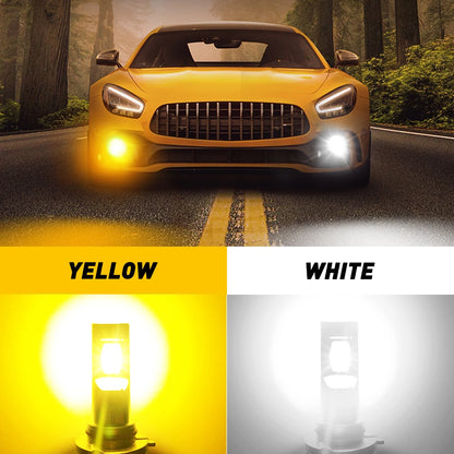 AUXITO 2Pcs H8 H11 LED Bulb Fog Lights Switch Switchback Dual Color White Yellow Wireless H9 Car Day Driving Running Lamp 12V