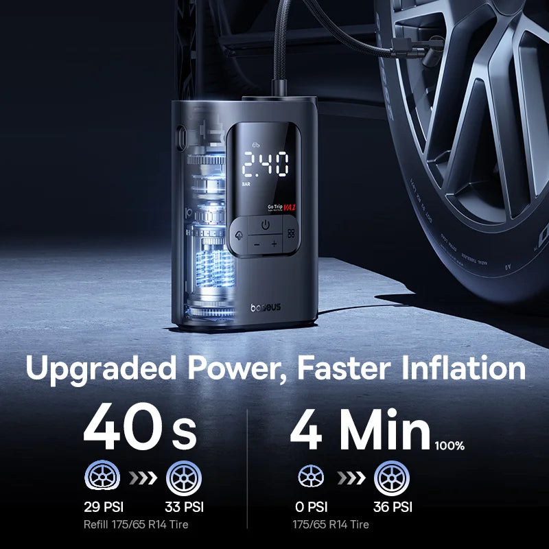 Baseus GoTrip VA1 Max Car Air Pump 150PSI Portable Air Compressor 7500mAh Electric Car Tire Inflator for Motorcycle Bicycle Ball Air Pump