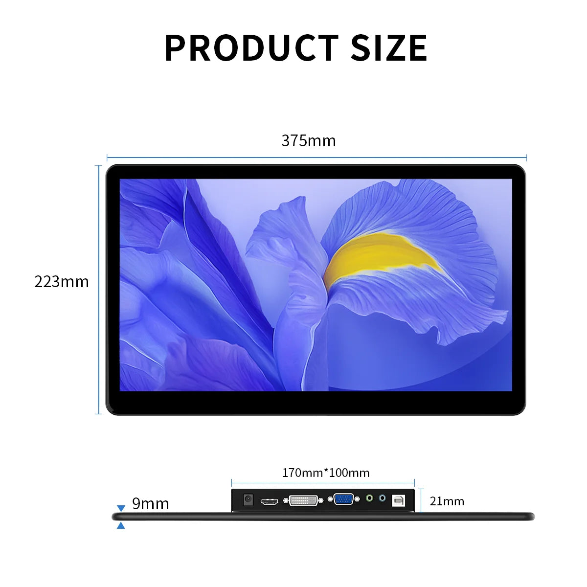 Unew 15.6" Touchscreen Monitor 1920x1080 60Hz 16:9 IPS Display HDMI Type-C VGA DVI for Raspberry Pi Industrial CCTV 75*75mm VESA