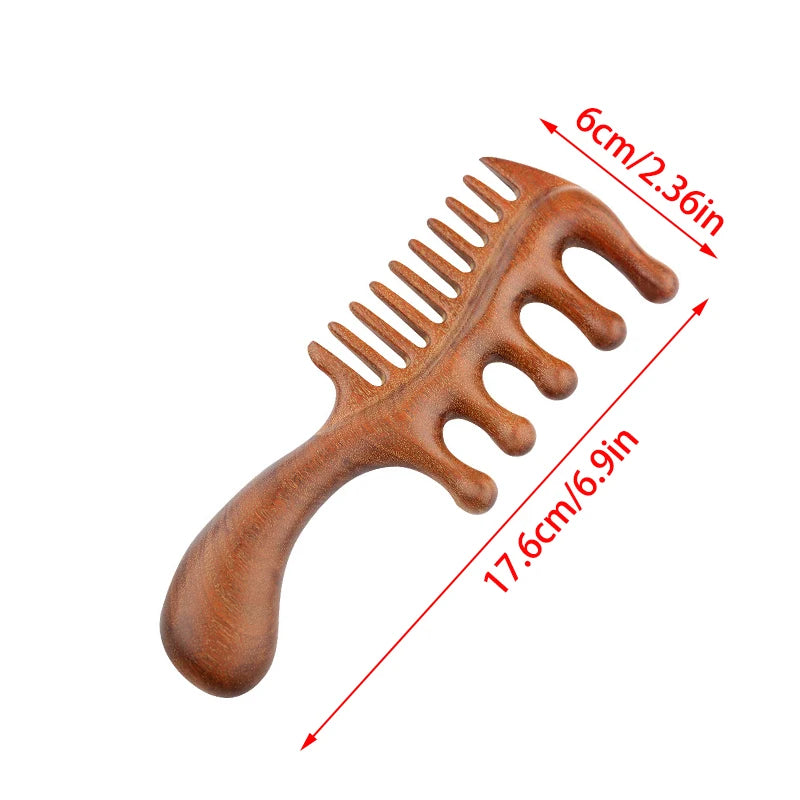 Wooden Massage Comb Head Meridian Scalp Combs Face Eye Shoulder Neck Scraping Treatment Hair Loss Anti-static Wide Tooth Comb