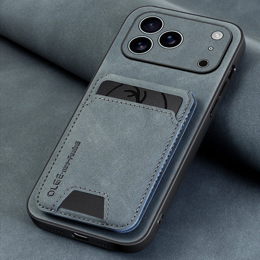 Luxury Synthetic Leather Card Bag Holder phone Case for iPhone 17 16 E 15 13 14 Pro Max Leather Card Slot Bag Protective Cover