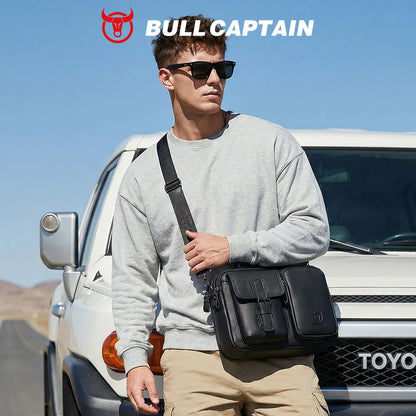 BULLCAPTAIN New Genuine Leather Men Crossbody Bag Male Briefcase Messenger Bag Casual Business Briefcase Style Men Shoulder Bag